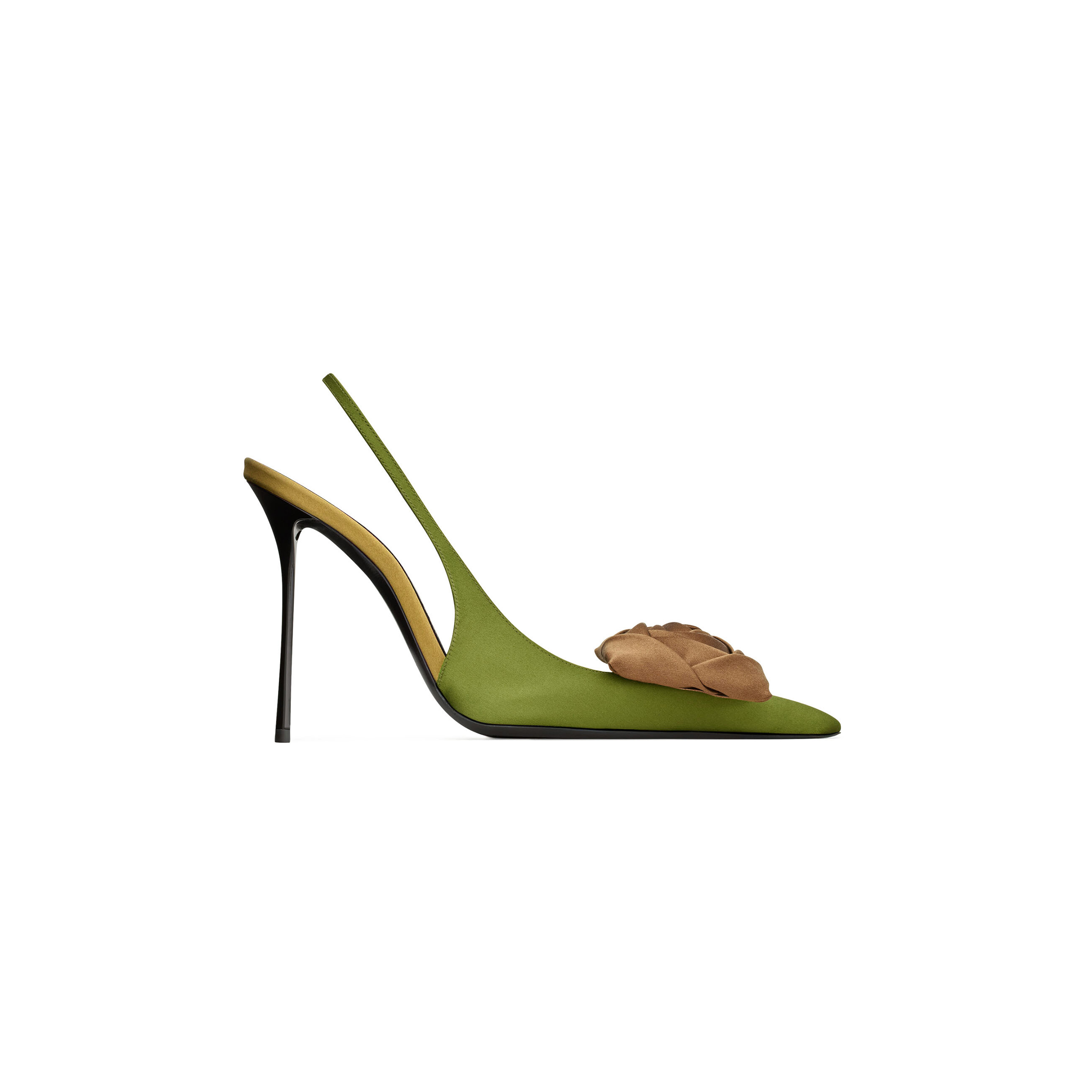 YSL AMALIA SLINGBACK PUMPS IN SATIN CREPE 850620